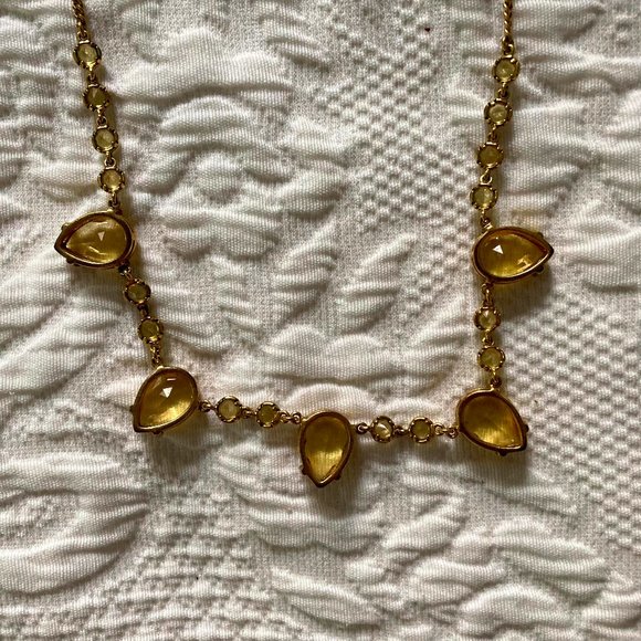 Medium Gold Statement Necklace with Yellow Stones - Picture 3 of 3
